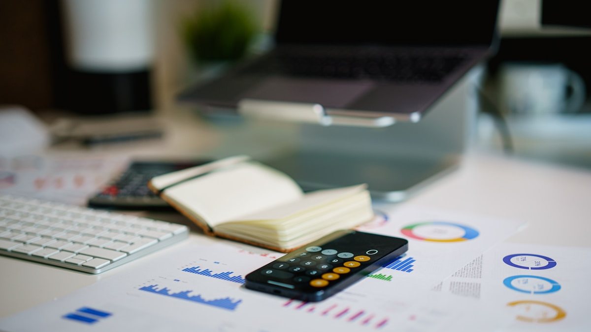 Financial report charts on screen